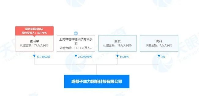 B站投资二次元游戏厂商子皿力网络占股25％